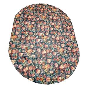 Vintage Christmas Holiday Poinsettia Floral Design Oblong Table Cloth 83 X 60